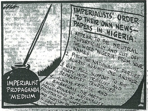 Akinola Lasekan- Imperialist Propaganda cartoon